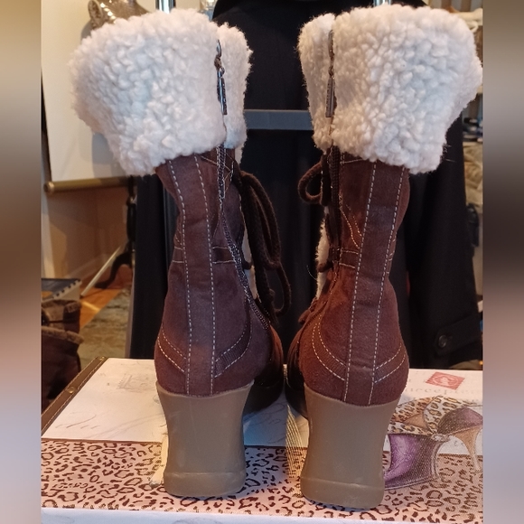 NWOT/BOX BONGO BOOTS "WINTER BLAST" 7 1/2 M 4472628 CHOCOLATE SHERPA LINED WEDGE - Picture 4 of 15